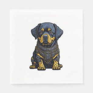 Serviette En Papier Cute Rottweiler en armure