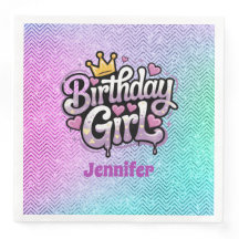 Cute Royal Birthday Girl Party Papier Napkin