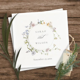 Serviette En Papier Cute Rustique Jaune Pré Floral Mariage Wreath