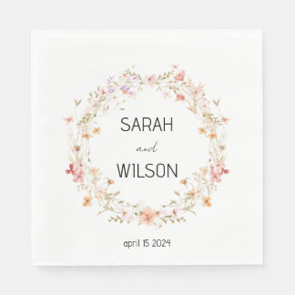 Serviette En Papier Cute Rustique Jaune Pré Floral mariage Wreath