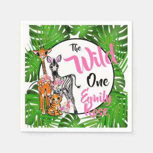 Serviette En Papier Cute Safari animaux 1er anniversaire   jungle Anim