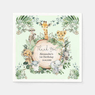 Serviette En Papier Cute Safari Animaux Sauvages La verdure L'Annivers