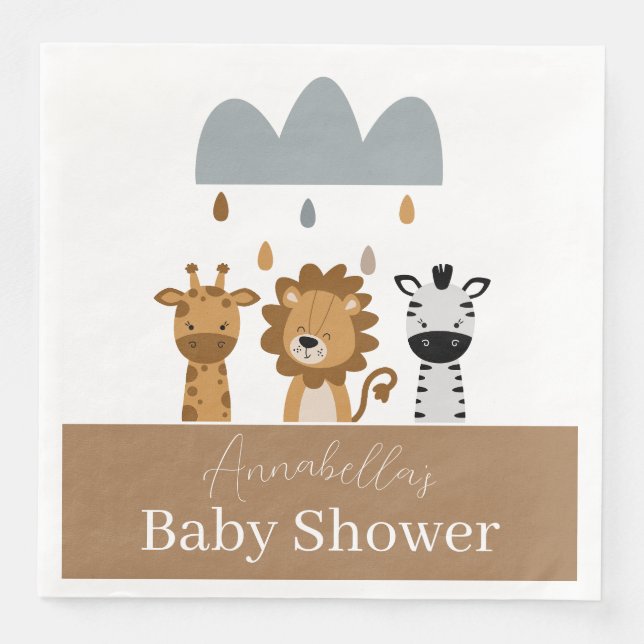 Serviette En Papier Cute Safari Boho Bébé Animaux (Devant)