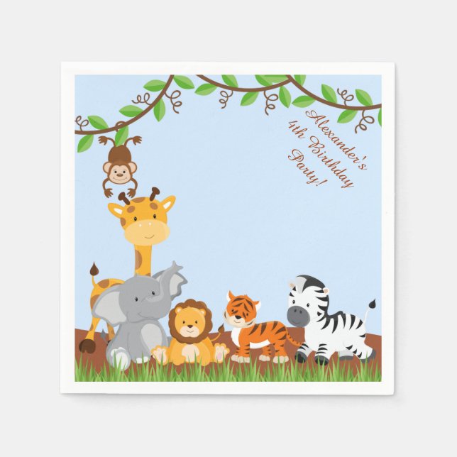 Serviette En Papier Cute Safari Jungle Animal Anniversaire Papier Napk (Devant)