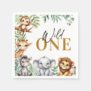 Serviette En Papier Cute Safari Jungle Animaux Wild One Boy Anniversai
