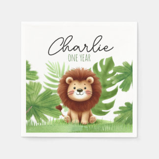 Serviette En Papier Cute Safari Lion Birthday