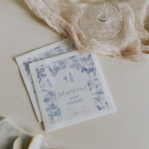 Serviette En Papier Cute Safari Toile de Jouy   Baby shower bleu