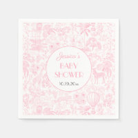 Cute Safari Toile de Jouy Baby shower rose