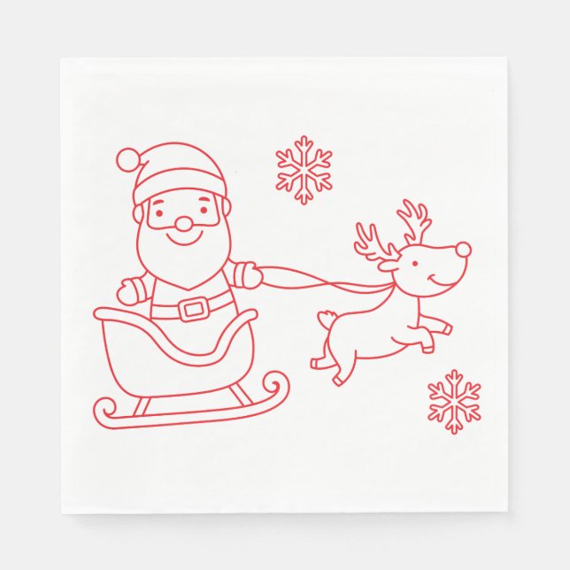 Serviette En Papier cute santa and reindeer christmas holiday luncheon (Devant)