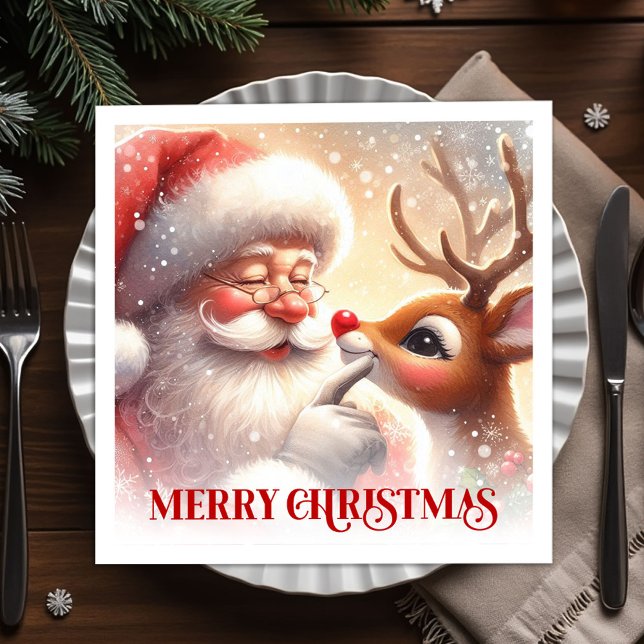Serviette En Papier Cute Santa Rudolph Christmas Dinner Napkins (Cute Santa Rudolph Christmas Dinner Napkins)