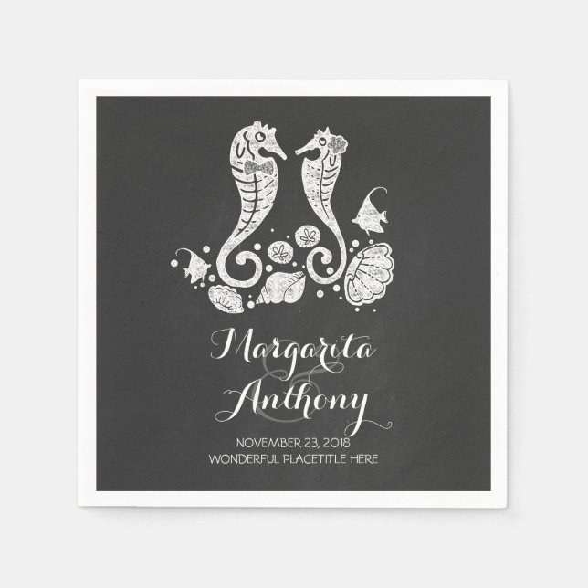 Serviette En Papier Cute Seahorses Plage Papier de mariage serviettes (Devant)