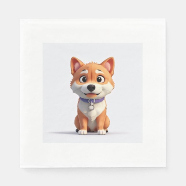 Serviette En Papier Cute Shiba Inu (Devant)