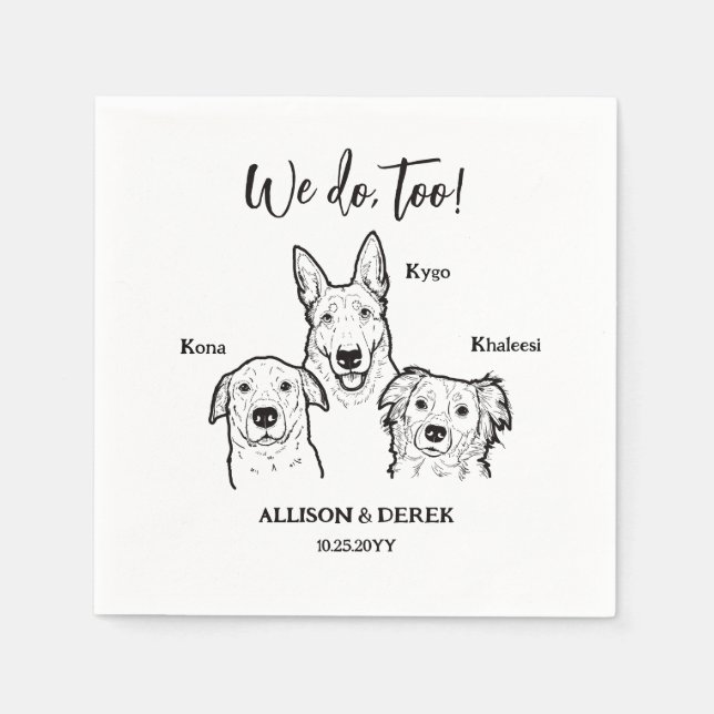 Serviette En Papier Cute Simple 3 Chiens Pet Dessin Mariage (Devant)