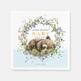 Serviette En Papier Cute Sleeping Baby Bear Baby Shower Napkins
