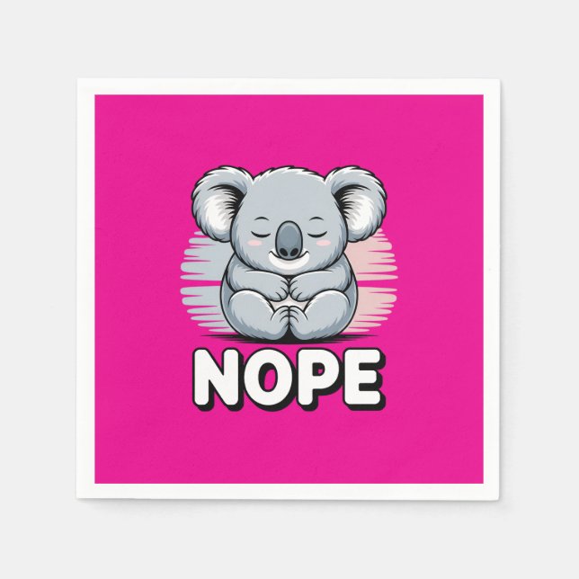 Serviette En Papier Cute Sleeping Koala “Nope” Funny Cartoon (Devant)
