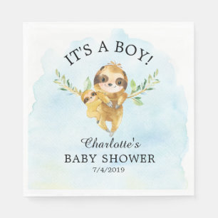 Serviette En Papier Cute Sloth Boy Baby shower Papier