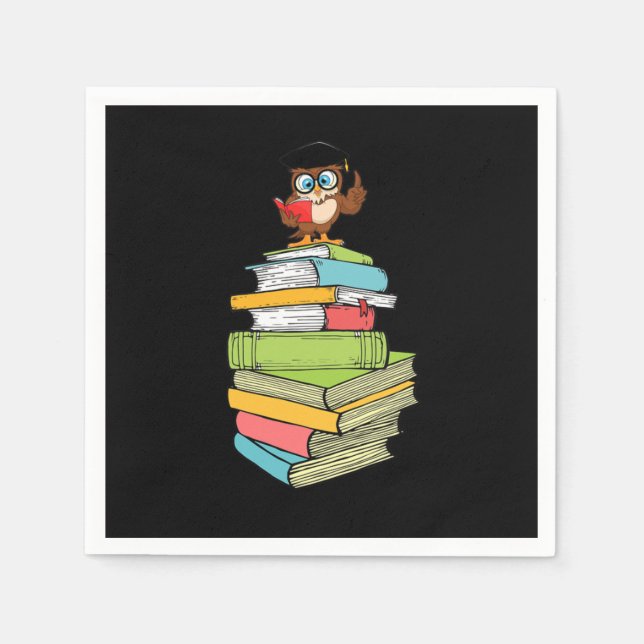 Serviette En Papier Cute Smart Literature Bookworl Owl Bibliophile Pil (Devant)