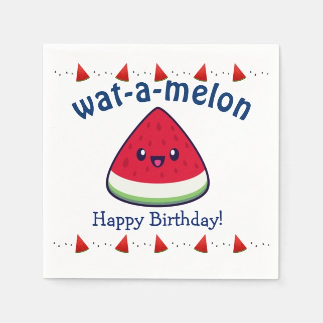 Serviette En Papier Cute Smiling Kawaii Watermelon (Devant)