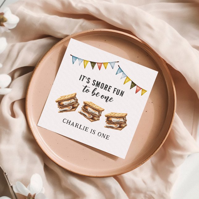 Serviette En Papier Cute Smores Camping Rustique 1er anniversaire (Créateur téléchargé)