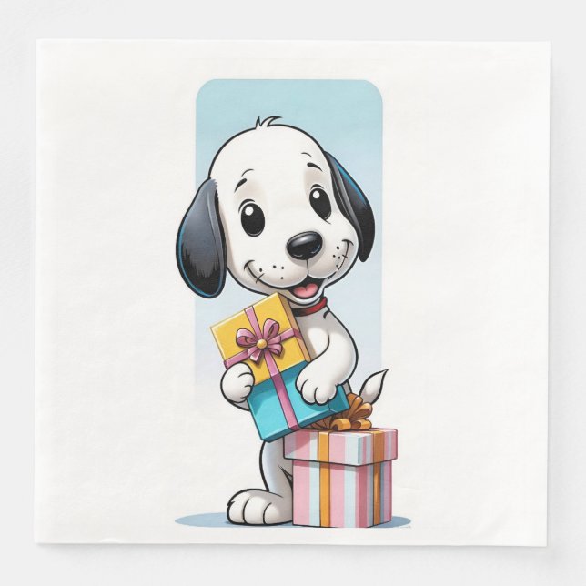 Serviette En Papier Cute Snoopy portant des boîtes cadeaux (Devant)