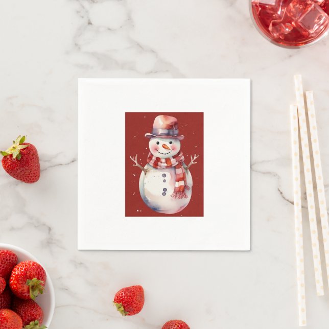 Serviette En Papier Cute Snowman (En situation)