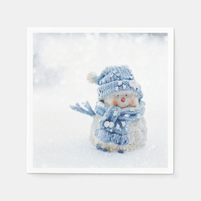 Serviette En Papier Cute Snowman au photographe de Christmas (Devant)