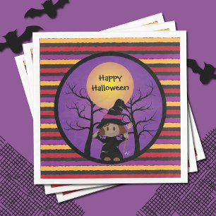 Serviette En Papier Cute Sorcière Enfants Halloween Papier de fête Nap