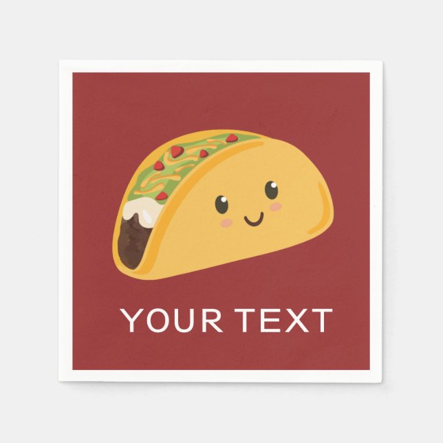 Serviette En Papier Cute Souriant Taco Party Napkin (Devant)