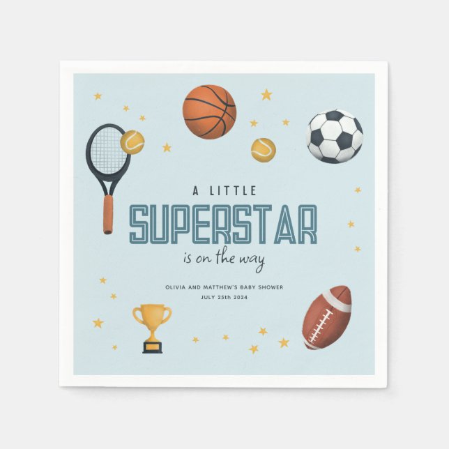 Serviette En Papier Cute Sports Superstar Boys Baby shower (Devant)