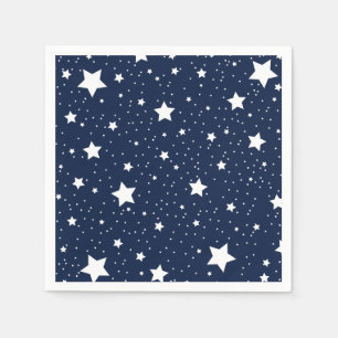 Serviette En Papier Cute Starry Cosmos Motif en bleu marine et blanc