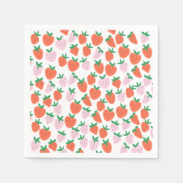 Serviette En Papier Cute Strawberries Paper Napkins (Devant)