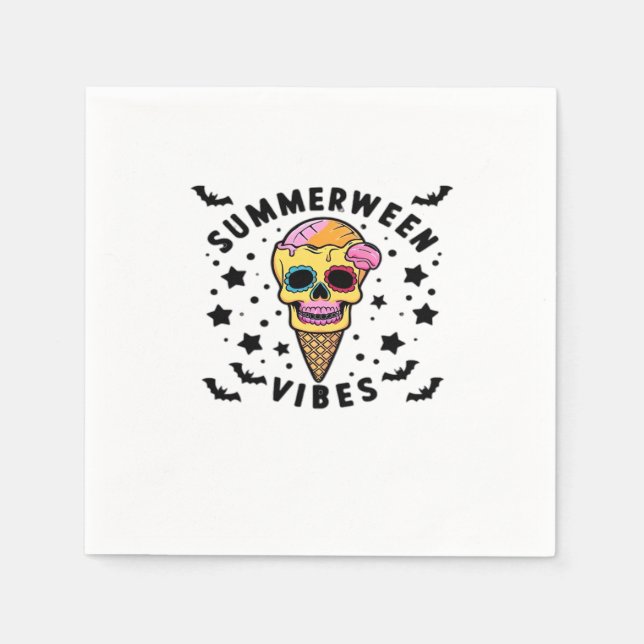 Serviette En Papier Cute Summerween Vibes Skeleton IceCream Summer Vac (Devant)