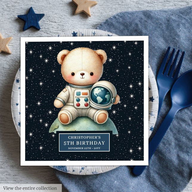 Serviette En Papier Cute Teddy Bear Astronaut serviettes pour la fête  (Cute Teddy Bear Astronaut Napkins for Shower Party)