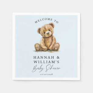 Serviette En Papier Cute Teddy Bear Blue Boy Baby shower