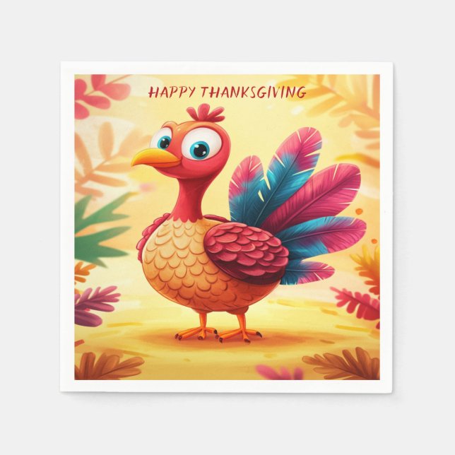 Serviette En Papier Cute Thanksgiving Turquie Napkins (Devant)