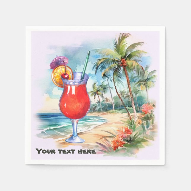 Serviette En Papier Cute tiki Cocktail ajouter du texte (Devant)