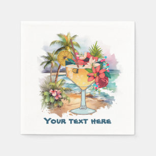 Serviette En Papier Cute tiki Cocktail ajouter du texte