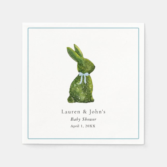 Serviette En Papier Cute Topiary Rabbit Boy Baby Shower  (Devant)