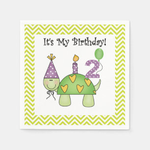 Serviette En Papier Cute Turtle 2e Anniversaire Papier serviettes