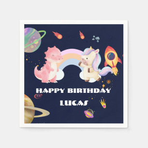 Serviette En Papier Cute Unicorn Dinosaur Galaxy Rocket fête d'anniver