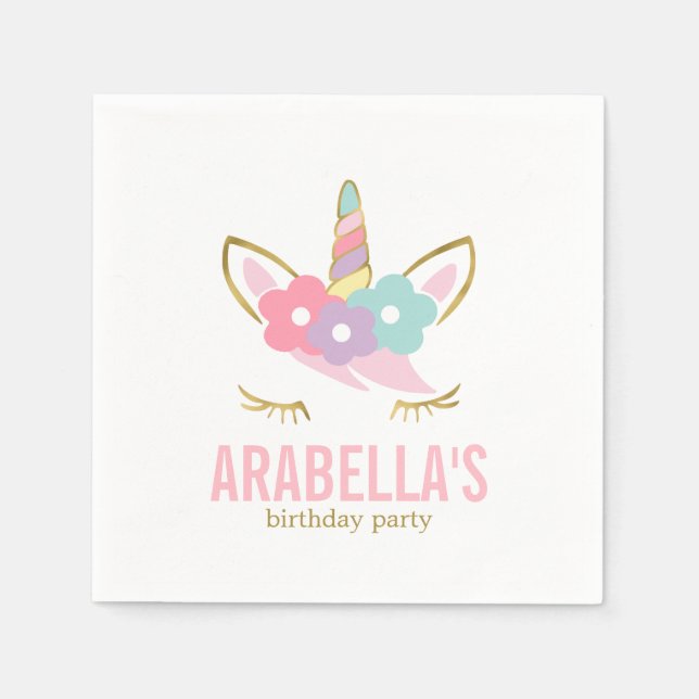 Serviette En Papier Cute Unicorn Filles Anniversaire (Devant)