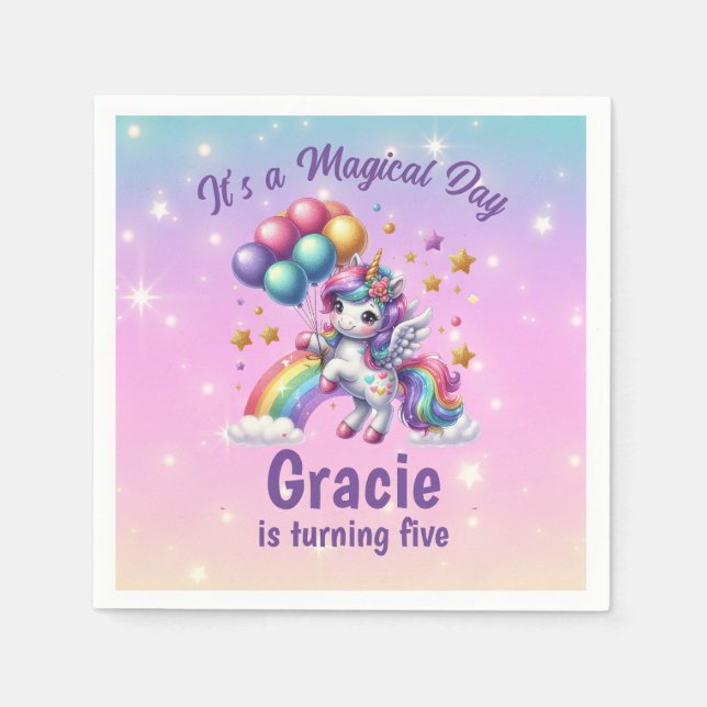 Serviette En Papier Cute Unicorn Girls Anniversaire (Devant)