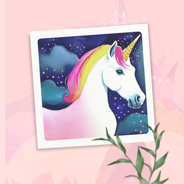 Serviette En Papier Cute Unicorn Magique Stars Fille Anniversaire (Créateur téléchargé)