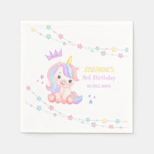 Serviette En Papier Cute Unicorn Stars Bannière Imaginaire Anniversair