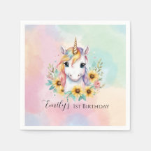 Cute Unicorn Sunflower 1er anniversaire