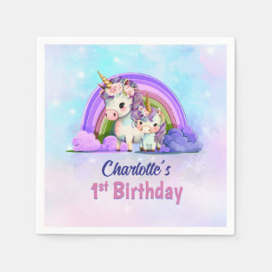 Serviette En Papier Cute Unicornes 1er anniversaire
