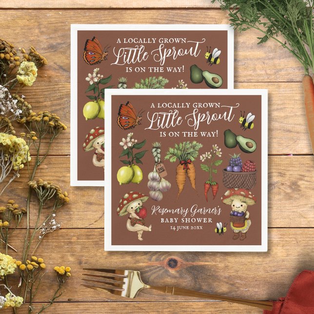 Serviette En Papier Cute Veg Locally Grown Little Sprout Baby Shower (Créateur téléchargé)