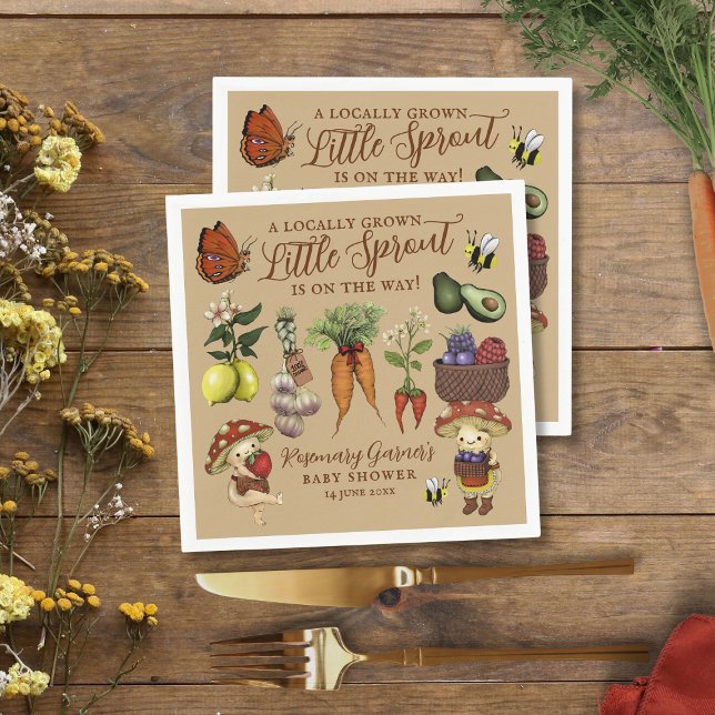 Serviette En Papier Cute Veg Locally Grown Little Sprout Baby Shower (Créateur téléchargé)