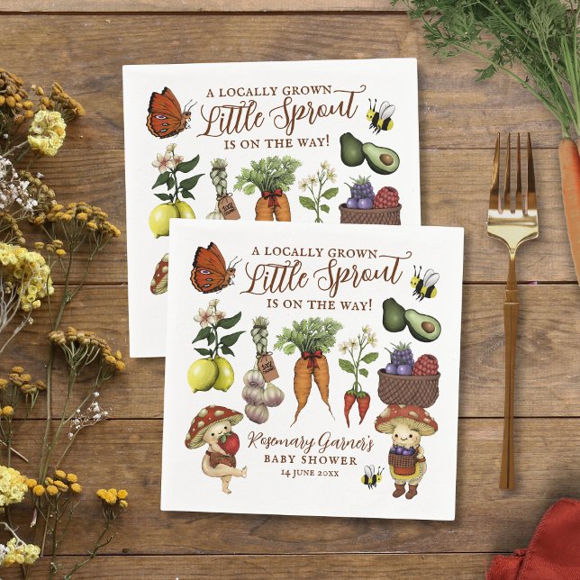 Serviette En Papier Cute Veg Locally Grown Little Sprout Baby Shower (Créateur téléchargé)