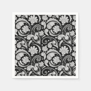 Serviette En Papier Cute vintage noir blanc paisley motif